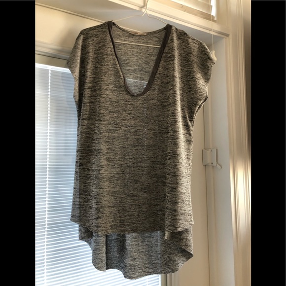 Grey Zara high low V neck tshirt - Picture 2 of 3